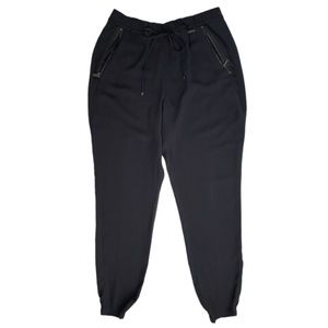 Tahari Black chiffon Jogger Pants neutral minimalist professional casual